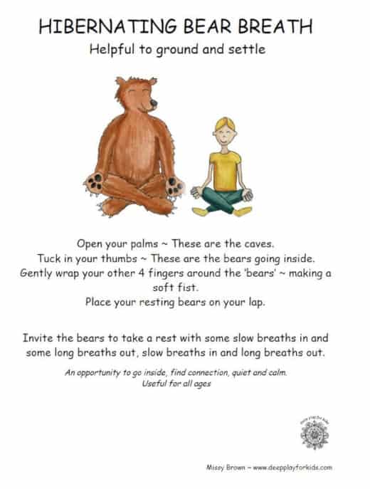 breathing exercises for kids- hibernating bear breath